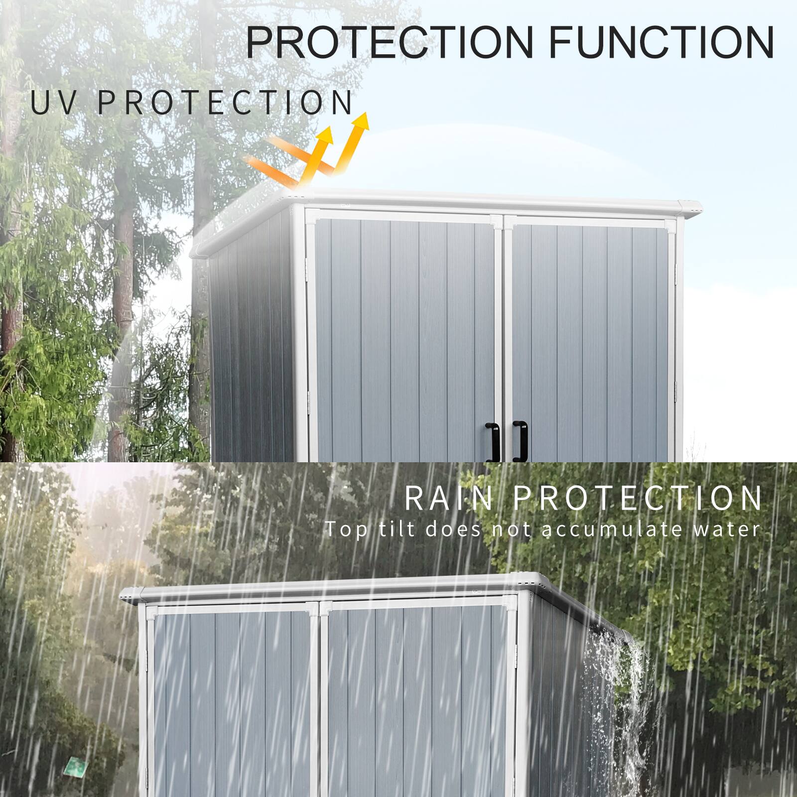 PROTECTION FUNCTION  
UV PROTECTION  
RAIN PROTECTION  
Top tilt does not accumulate water