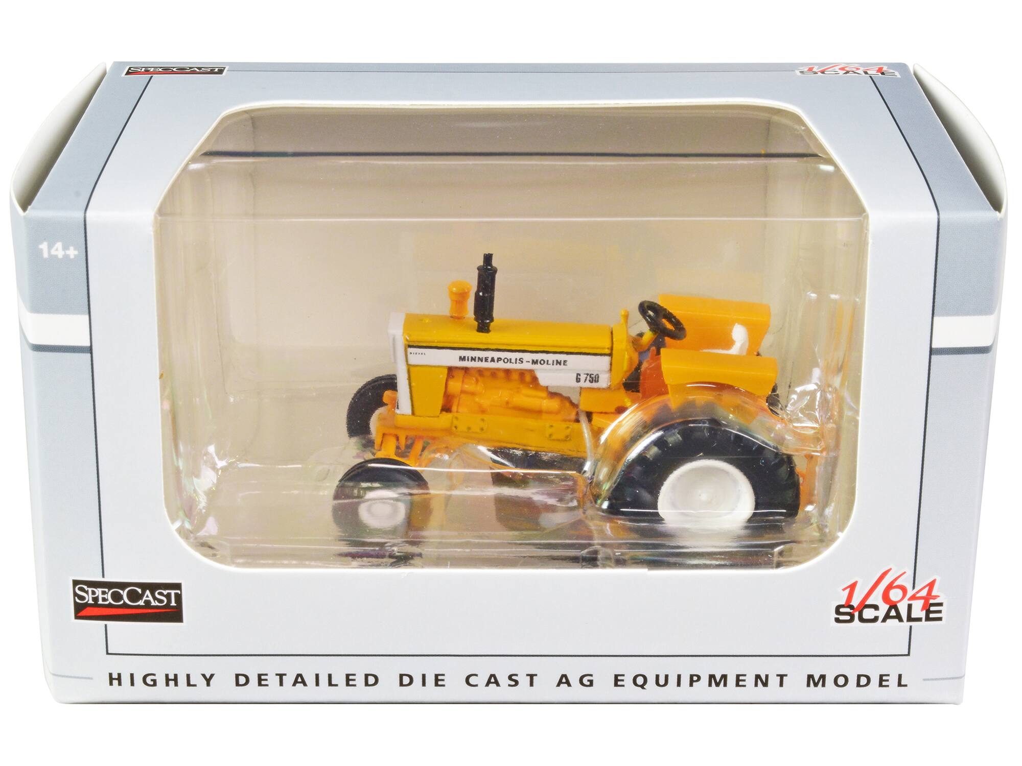 14+  
MINNEAPOLIS-MOLINE G 750  
SPEC CAST  
1/64 SCALE  
HIGHLY DETAILED DIE CAST AG EQUIPMENT MODEL