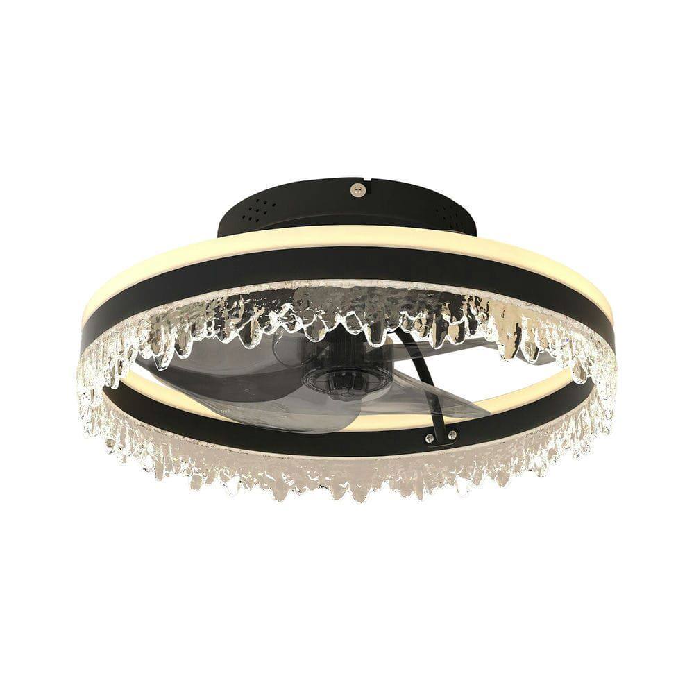 Angle. Kadyn - Modern LED Ceiling Fan with Light – 16'' Dimmable Ceiling Light with Invisible Blades, Black - Black.