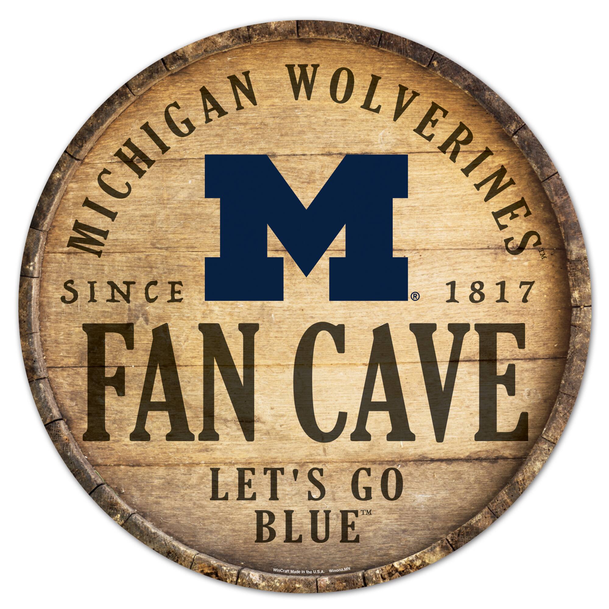 MICHIGAN WOLVERINES  
SINCE 1817  
FAN CAVE  
LET'S GO BLUE