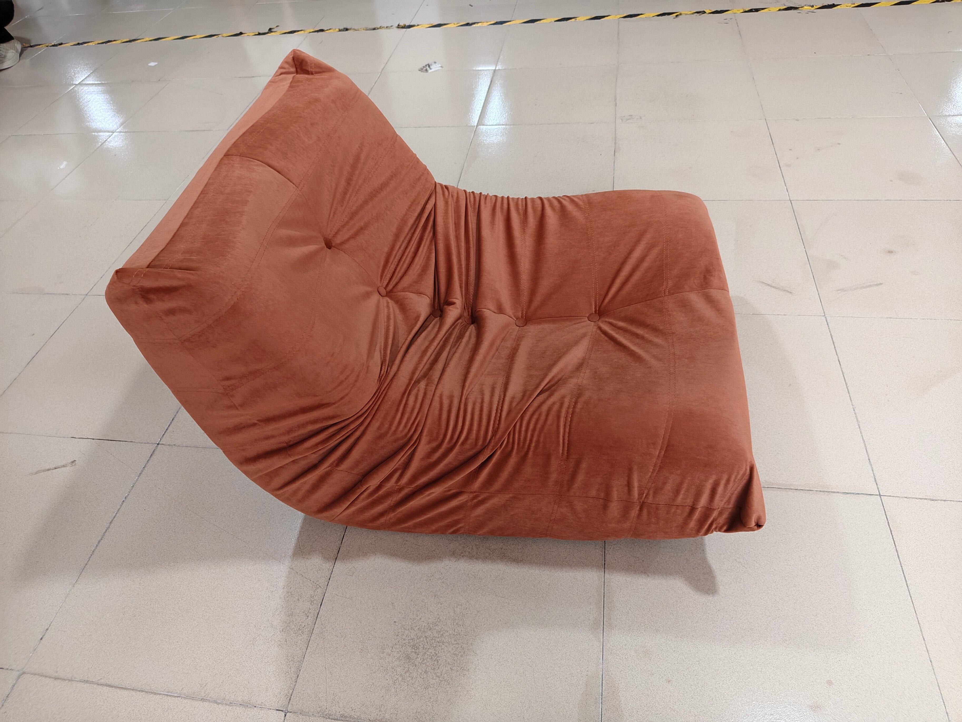 Back. LOVMOR - Round Flannelette Bean Bag Chairs Memory Foam For Living Room Apartment Reading Soft Touch Cozy Classic Indoor - Orange.