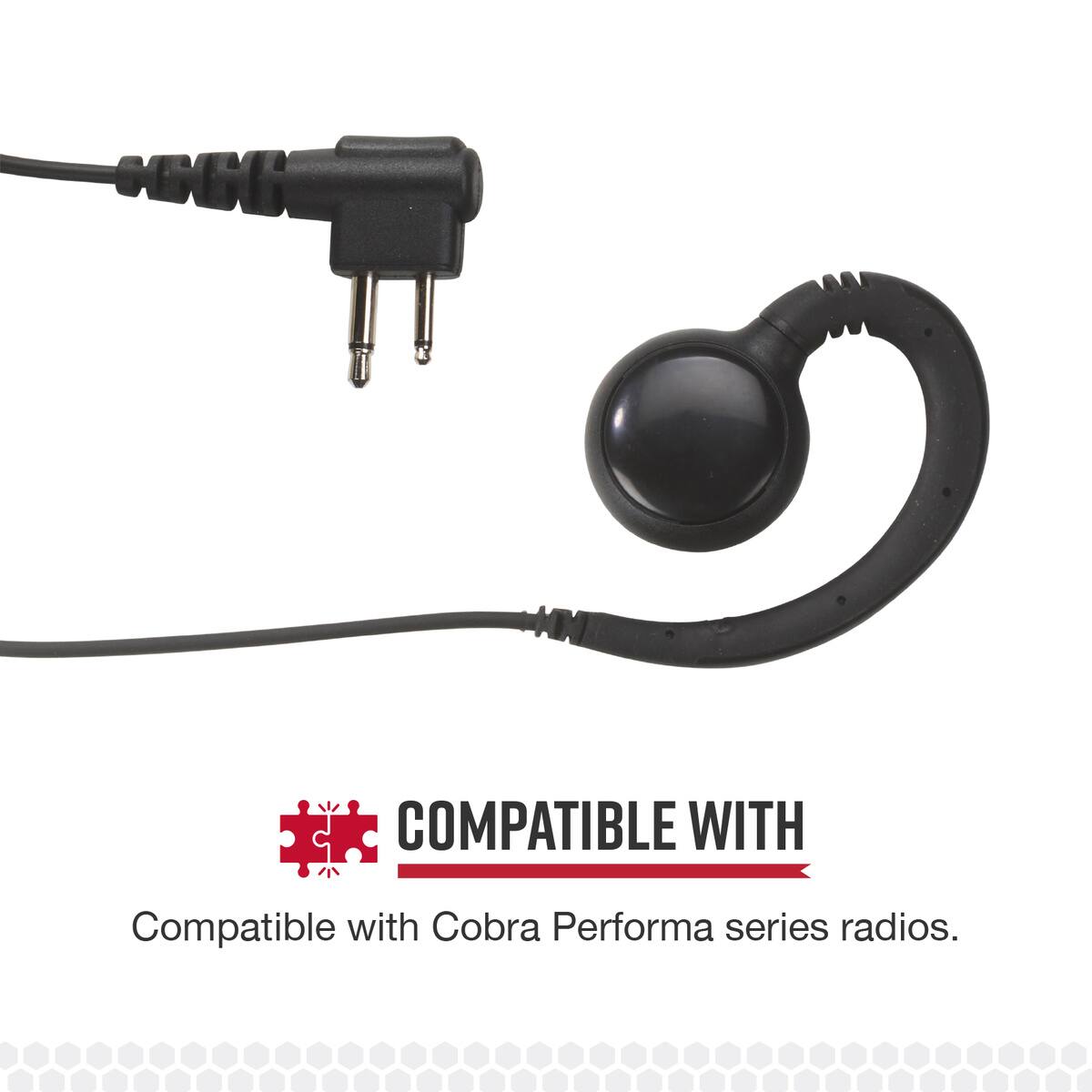 The text on the image reads "Compatible with Cobra Performa series radios."