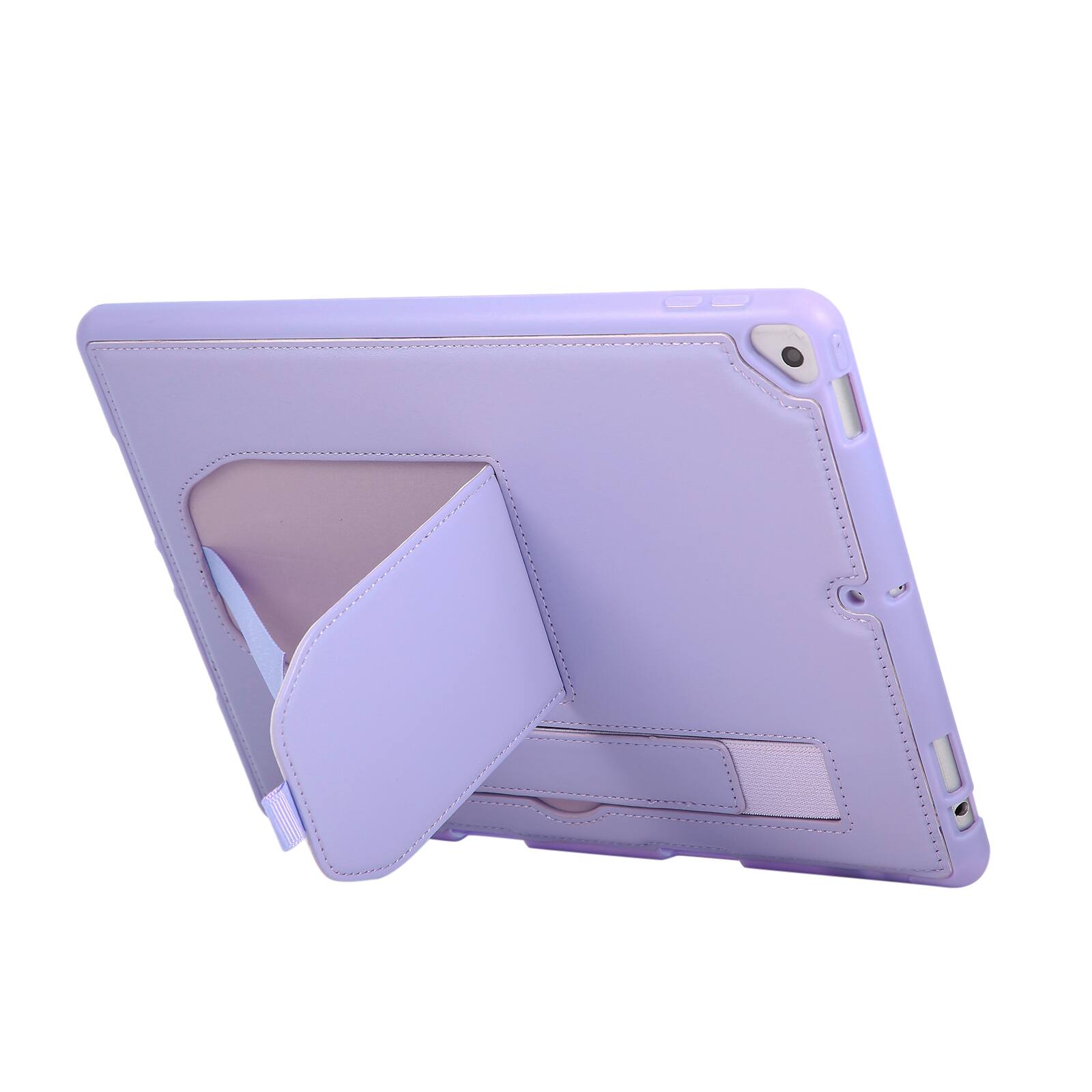 Alt View 1. Dteck - Shockproof Case for Apple iPad (9th Generation) 10.2" 2021 with Hand Strap Kickstand, PU Leather TPU Protective Cover - Purple.
