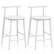 Front. Costway - Bar Chair Counter Height Stools Set of 2 with Acacia Wood Frame Supporting Legs - White.