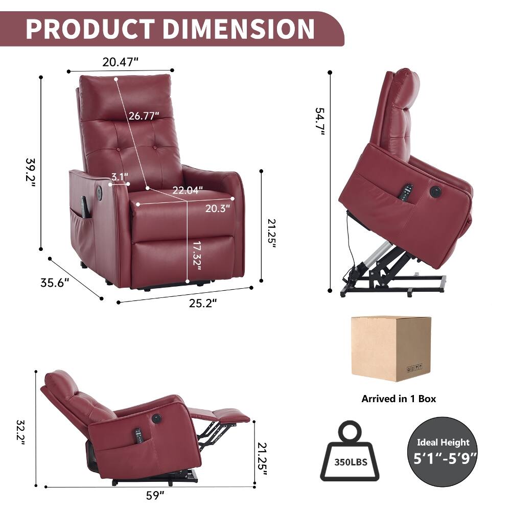 PRODUCT DIMENSION  
20.47"  
39.2" 35.6"  
26.77" 3.1" 22.04" 20.3" 17.32" 25.2"  
21.25"  
54.7"  
32.2"  
59"  
Arrived in 1 Box  
Ideal Height 350LBS 5'1"-5'9"