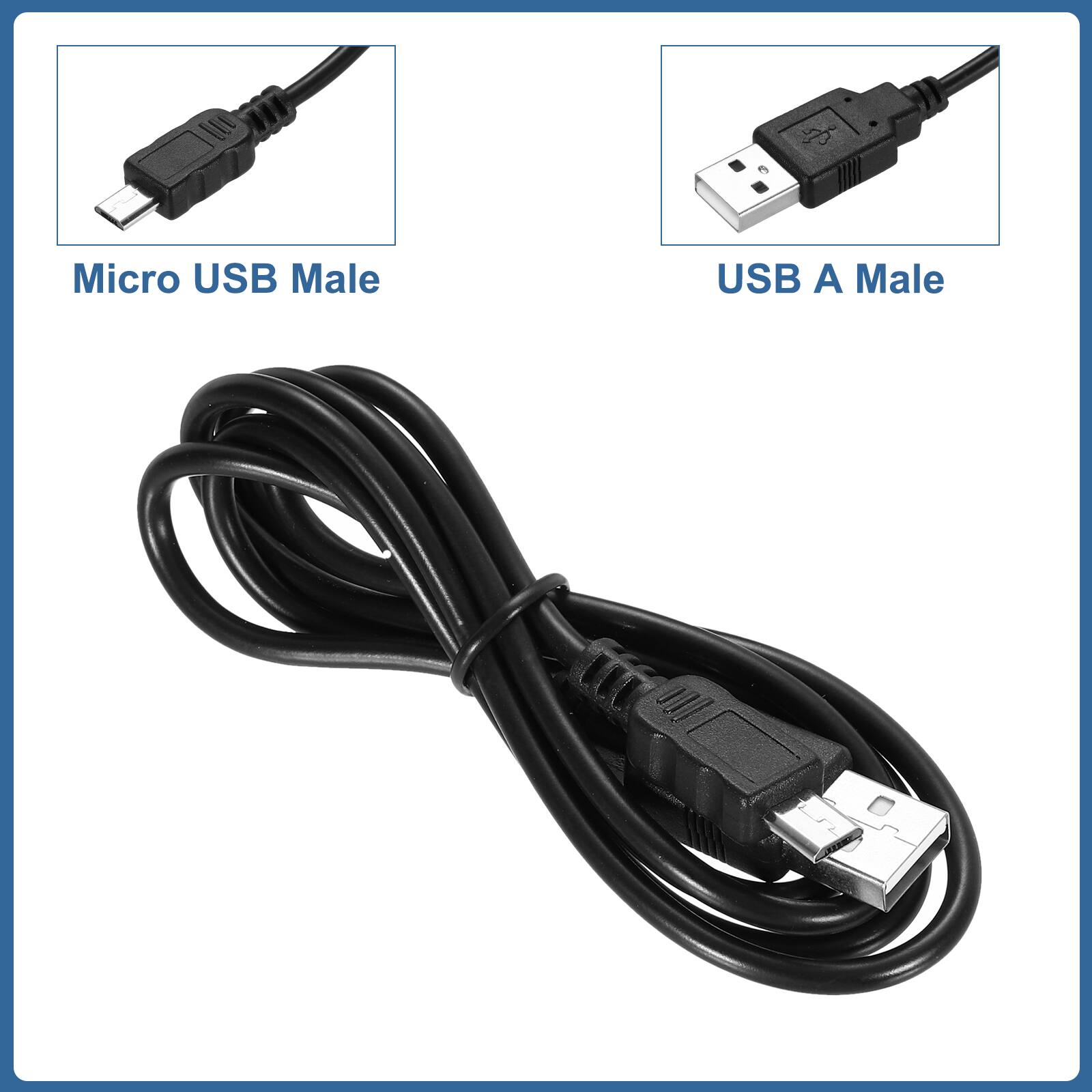 Micro USB Male  
USB A Male
