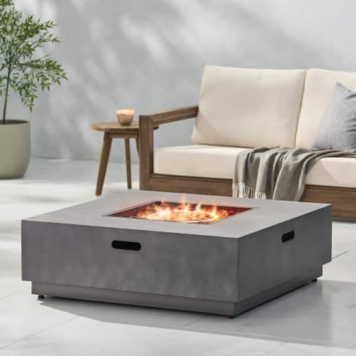 Siljoy - 50000 BTU Square Iron Fire Pit Heavy Duty Outdoor Patio Backyard Heater