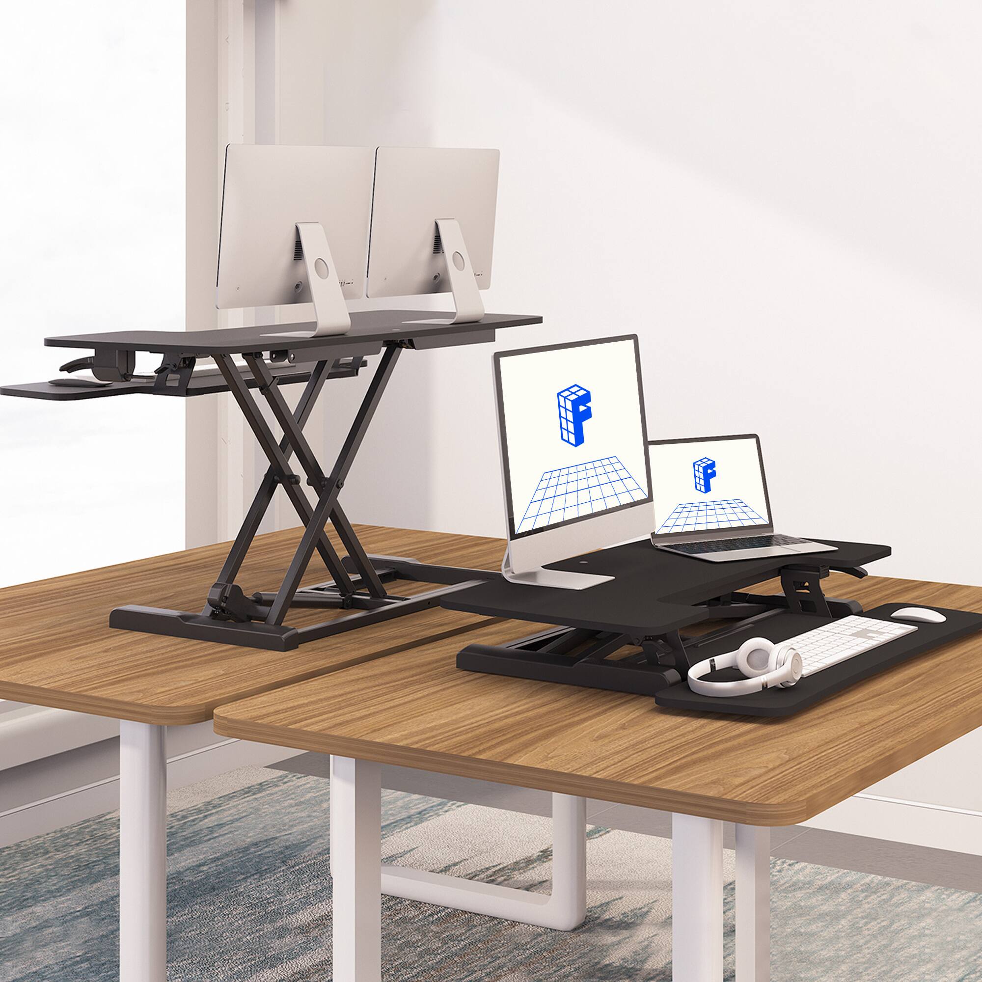 Alt View 4. FlexiSpot - FlexiSpot M7 Series 35"W Manual Adjustable Standing Desk Converter, Black - Black.