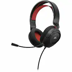 Front. CORSAIR - Corsair HS35 v2 Multiplatform Gaming Headset - Red - Stereo - Mini-phone (3.5mm), USB Type A - Wired - Over-the-head - Red.