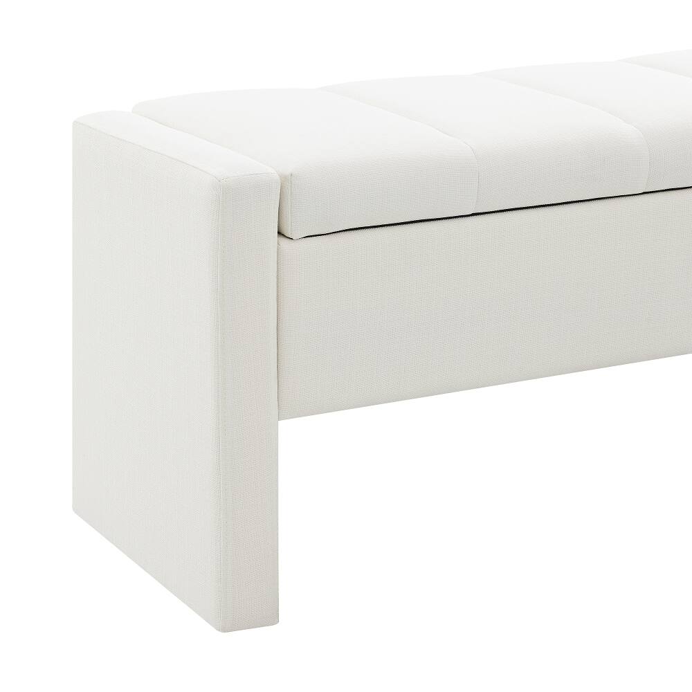 Alt View 2. Ropilly - Ropilly Modern Bed End Bench with Storage White Linen Upholstered Foot Rest Stool Entryway Window Bench - White.