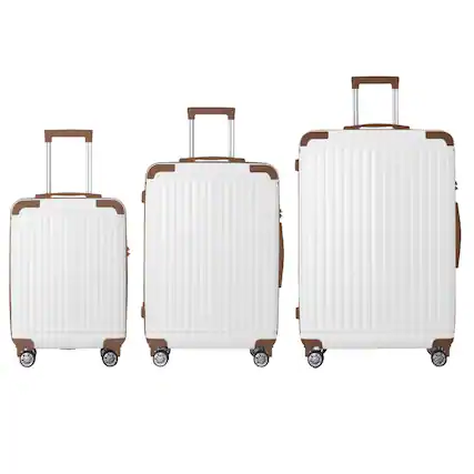 Front. Bestier - 3-Piece ABS Hardshell Luggage Set (20”/24”/28”) with TSA Lock, Silent Spinner Wheels & Telescopic Handle - Brown.