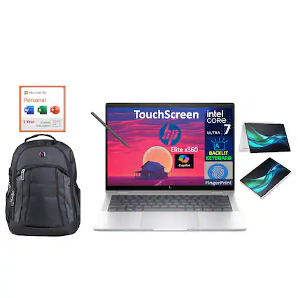 Microsoft 365 Personal 1 Year Subscription
HP Elite x360 TouchScreen
Intel Core i7 Ultra A
Backlit Keyboard
Copilot
Fingerprint
Elite x360