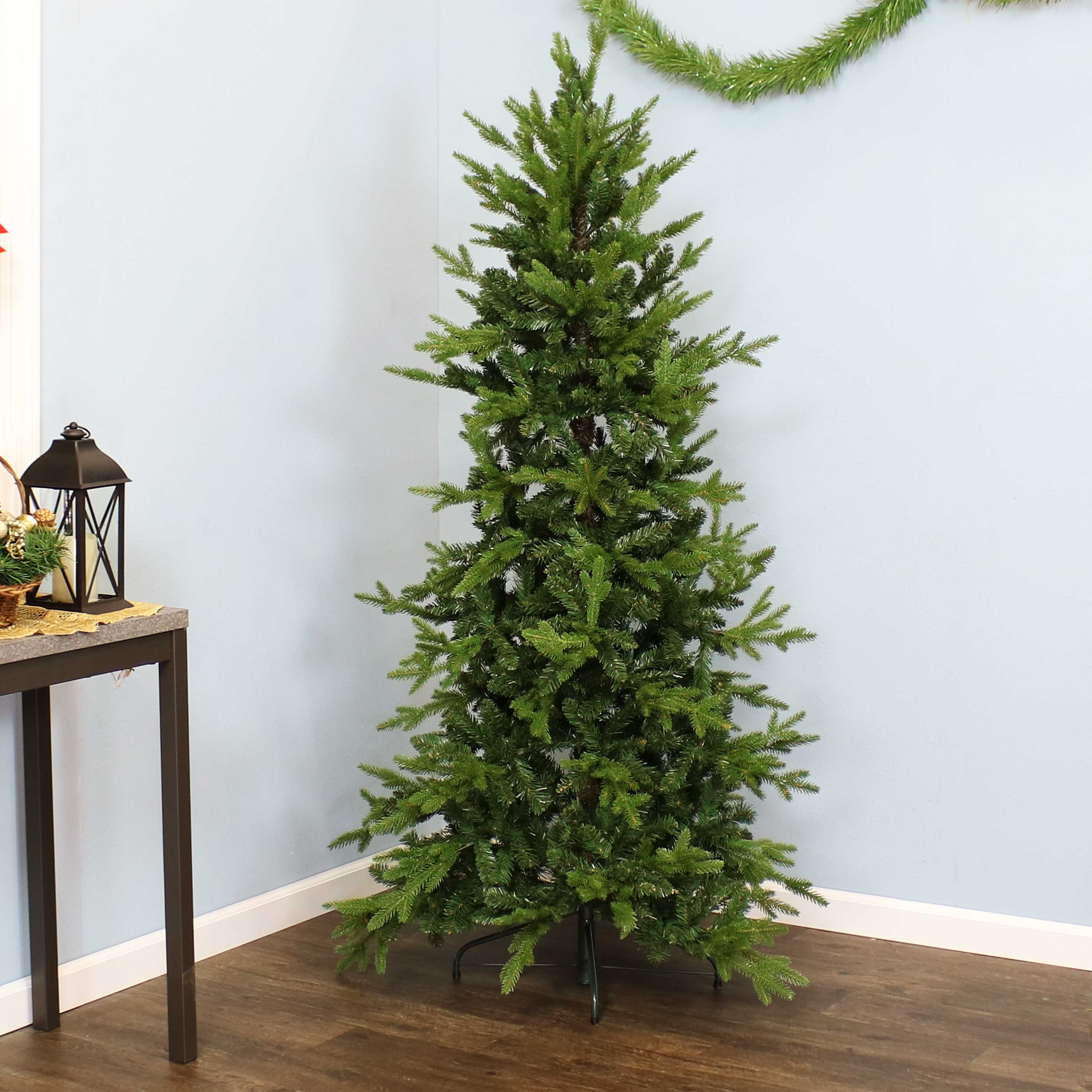 Alt View 8. Sunnydaze - Slim and Stately Indoor Unlit Artificial Christmas Tree - 6 ft - Green.