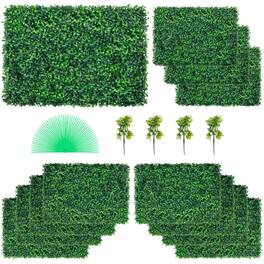 VEVOR - 12PCS 24\"x16\" Grass Wall Panels for 32 SQ Feet, Boxwood Hedge Wall Panels, Artificial Grass Backdrop Wall 1.6\" - Green