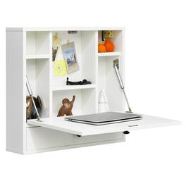 Costway - Wall-Mount Floating Desk Foldable Space Saving Laptop Workstation - White