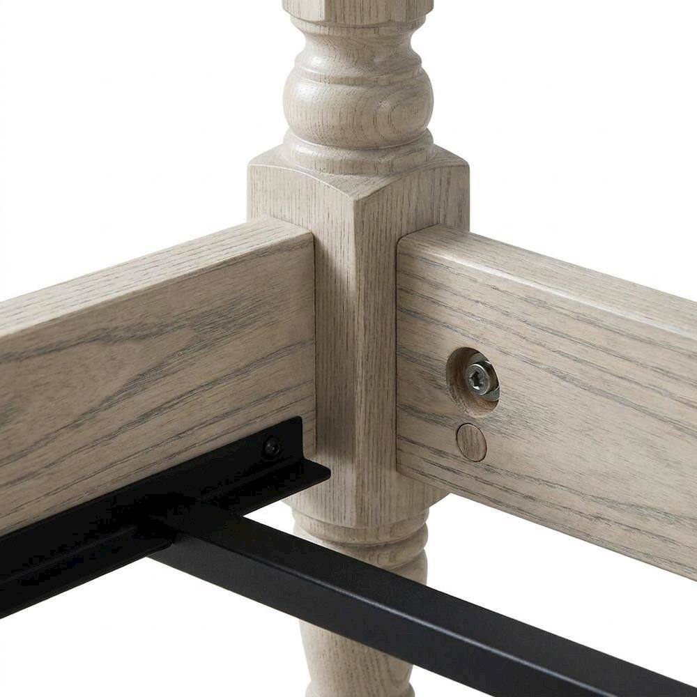 Alt View 3. FurniFact - Solid Wood Platform Bed with Headboard - Driftwood Gray Oak.