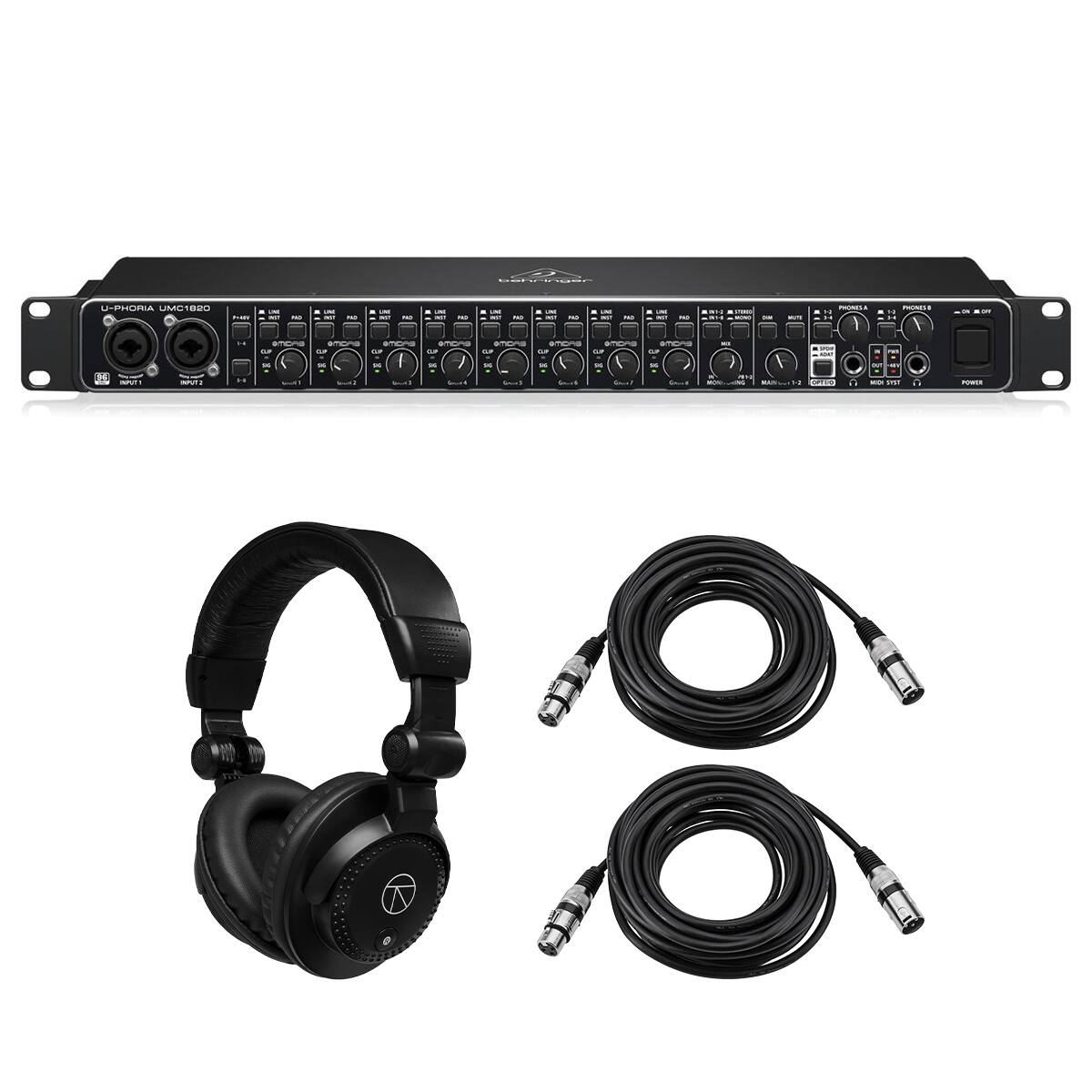 Behringer - U-PHORIA UMC1820 Audiophile 18x20 USB 2.0 Audio/MIDI Interface, Bundle with TAPH100 Monitor Headphones and 2x