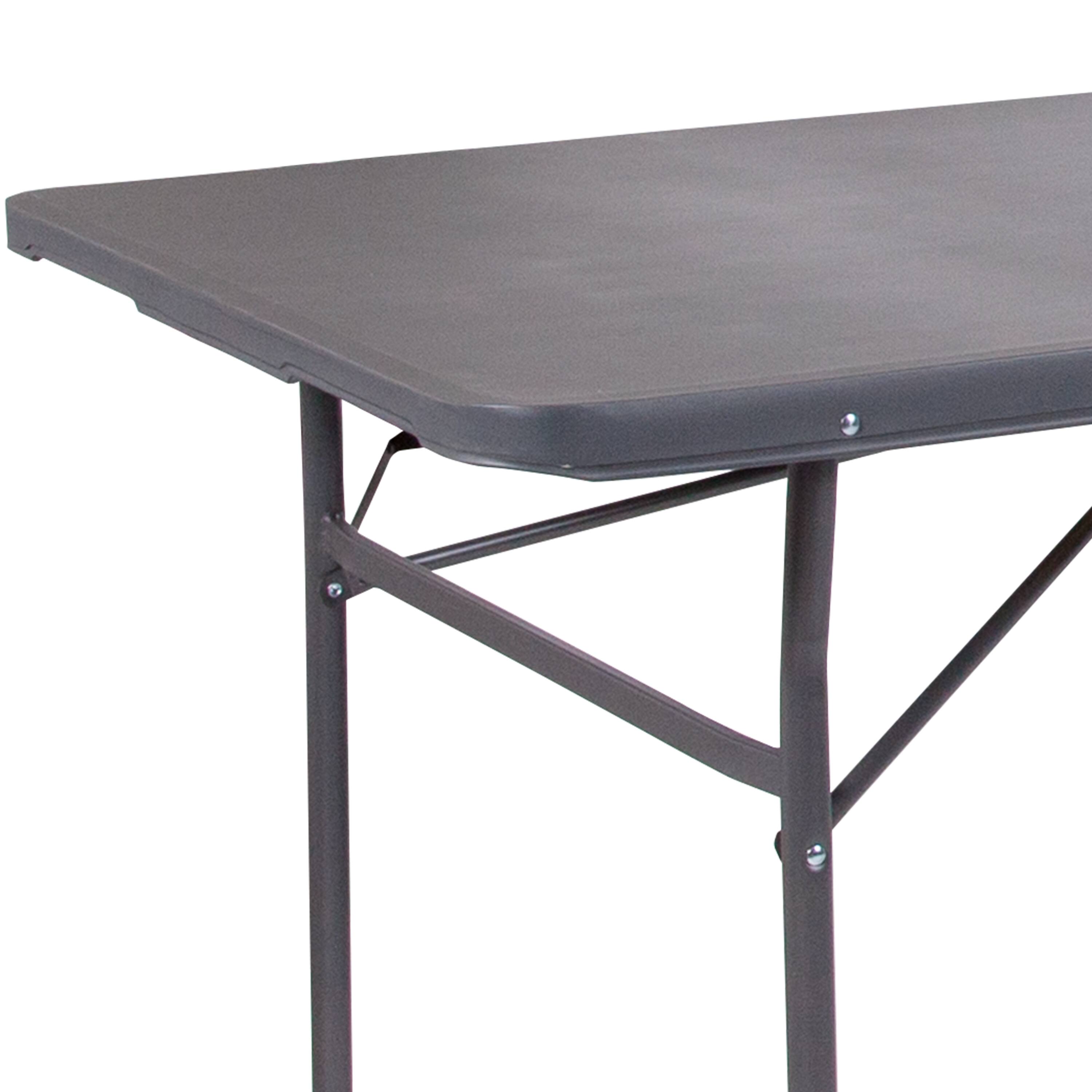 Alt View 9. Emma + Oliver - 6-Foot Bi-Fold Plastic Banquet and Event Folding Table with Handle - Dark Gray.