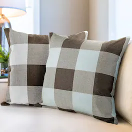 Zulay Kitchen - Zulay Home Pack of 2 Buffalo Plaid Throw Pillow Covers 18 x 18 Inches - Brown n White