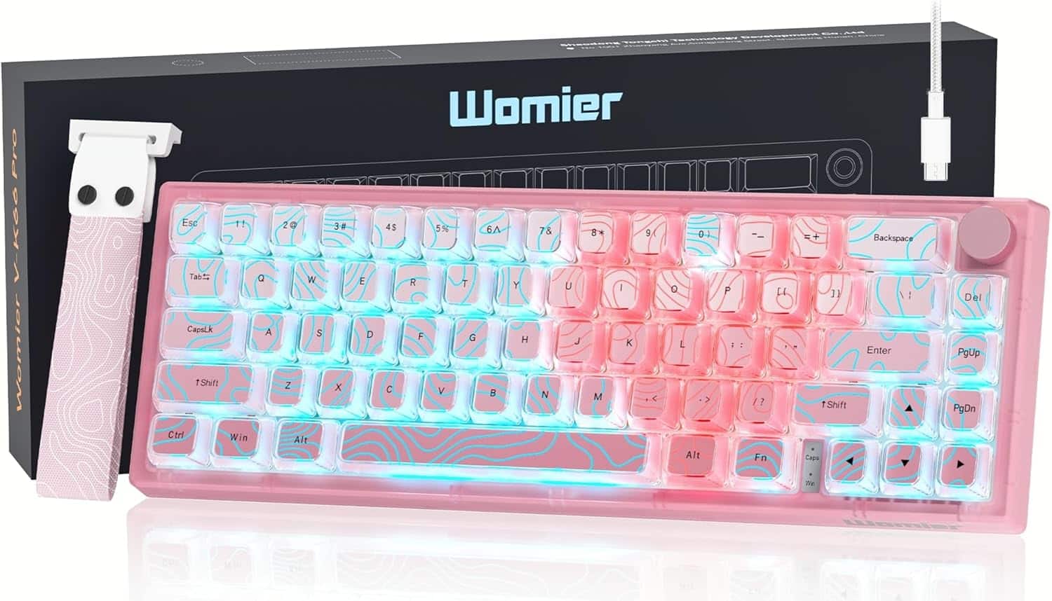 Womier - VK66 Pro 65% Wired Gaming Keyboard, QMK/VIA Creamy Mechanical Keyboard - Pink