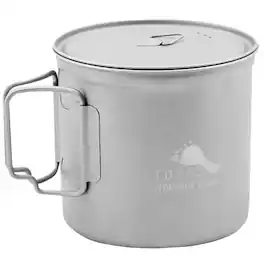 TOAKS - Ultralight Titanium Camping Cook Pot with Foldable Handles and Lid-1100ml - Silver