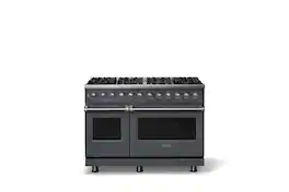Viking - 48 in. Wide 8 Burner Pro 5 Series 7.3Cu. Ft. Freestanding Sealed LP Dual Fuel Convection Range/Griddle - Cast Black - Cast Black