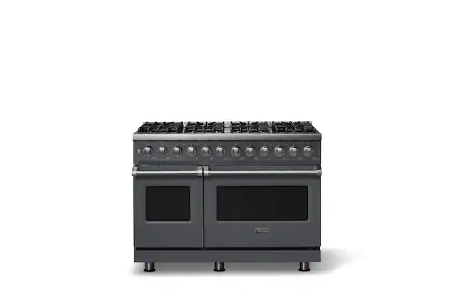 Front. Viking - 48 in. Wide 8 Burner Pro 5 Series 7.3Cu. Ft. Freestanding Sealed LP Dual Fuel Convection Range/Griddle - Cast Black - Cast Black.