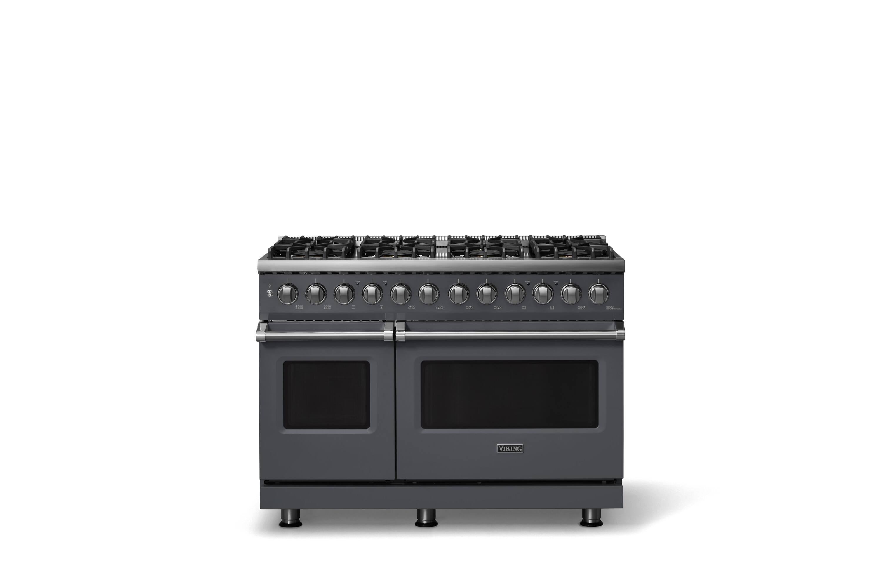 Front. Viking - 48 in. Wide 8 Burner Pro 5 Series 7.3Cu. Ft. Freestanding Sealed Dual Fuel Convection Range/Griddle - Cast Black - Cast Black.
