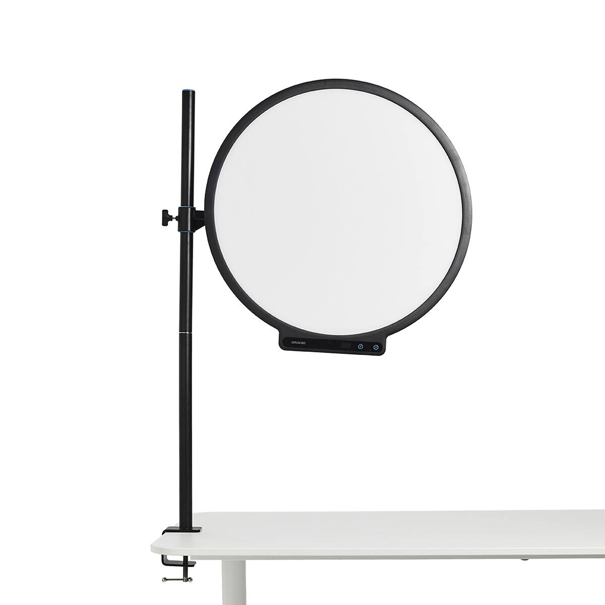Alt View 6. Amaran - amaran Verge Max 22" 60W Bi-Color Circular LED Light Panel, Charcoal - Includes Desk Clamp Stand with a 360deg Swing.
