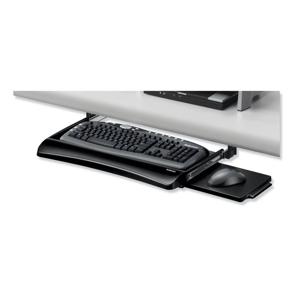 Angle. Fellowes - 9140303 Office Suites 20.13 in. x 7.75 in. Underdesk Keyboard Drawer - Black.