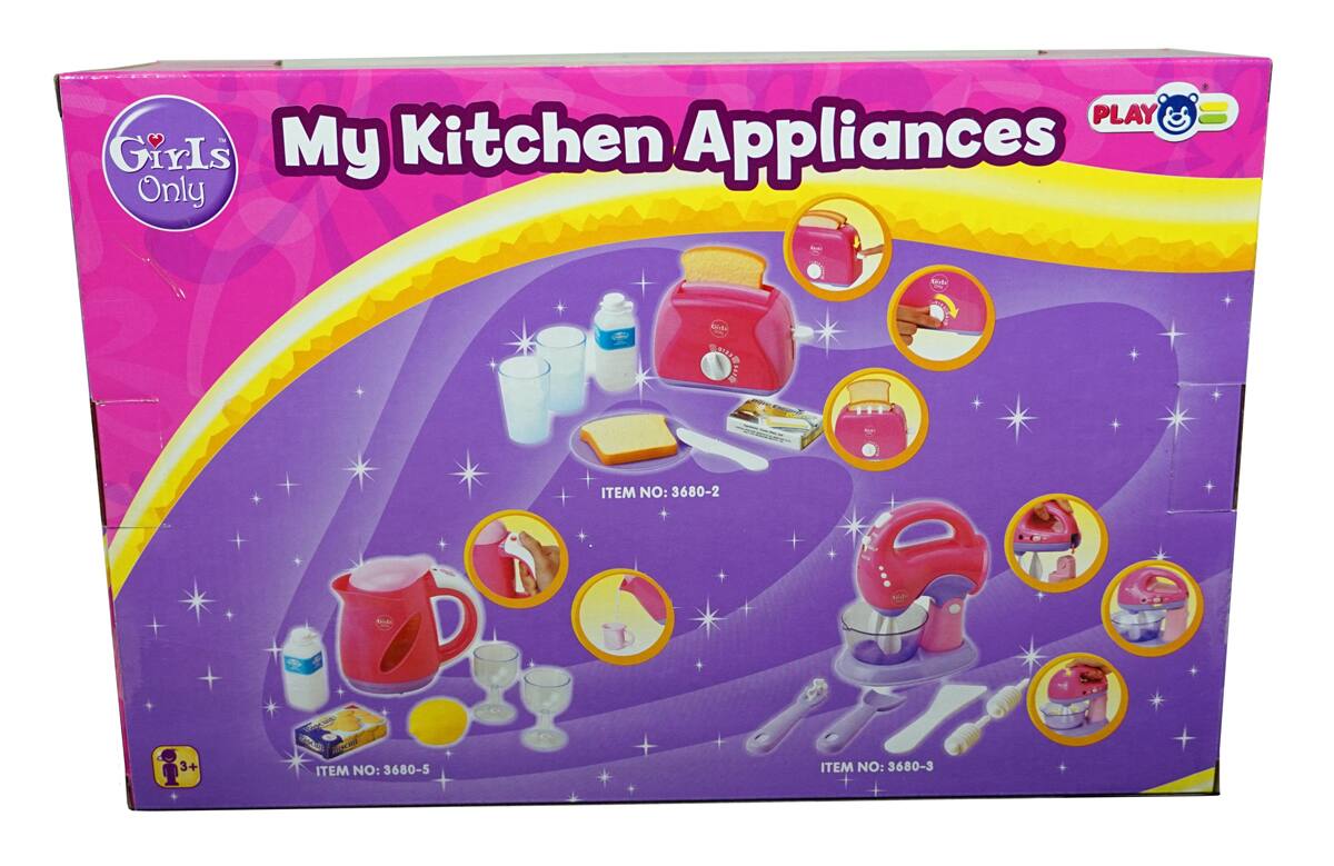 Girls Only  
My Kitchen Appliances  

PLAY  
ITEM NO: 3680-2  
ITEM NO: 3680-5  
ITEM NO: 3680-3  

3+
