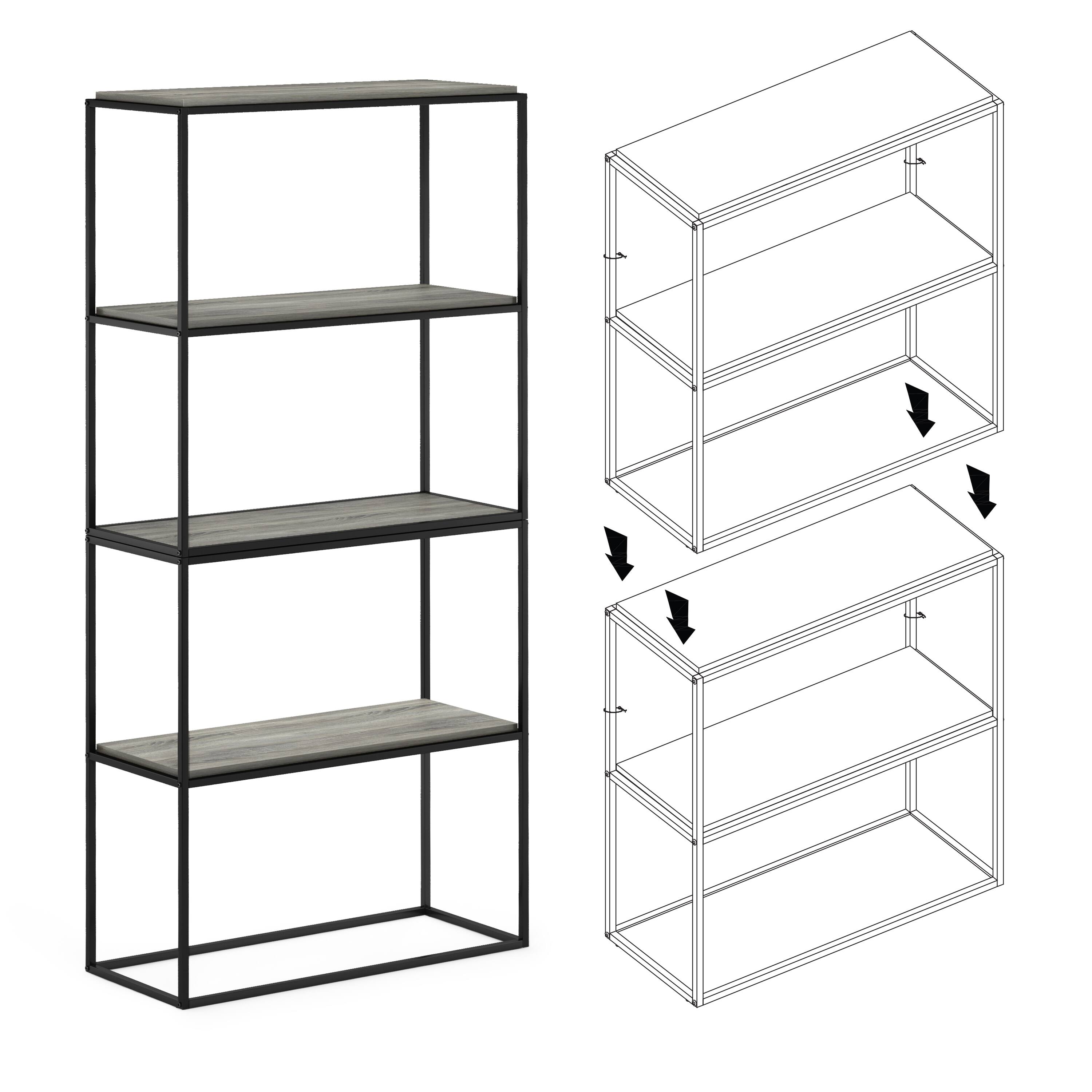 Alt View 3. Furinno - Moretti Modern Lifestyle Wide Stackable Shelf, 2-Tier - French Oak Grey.
