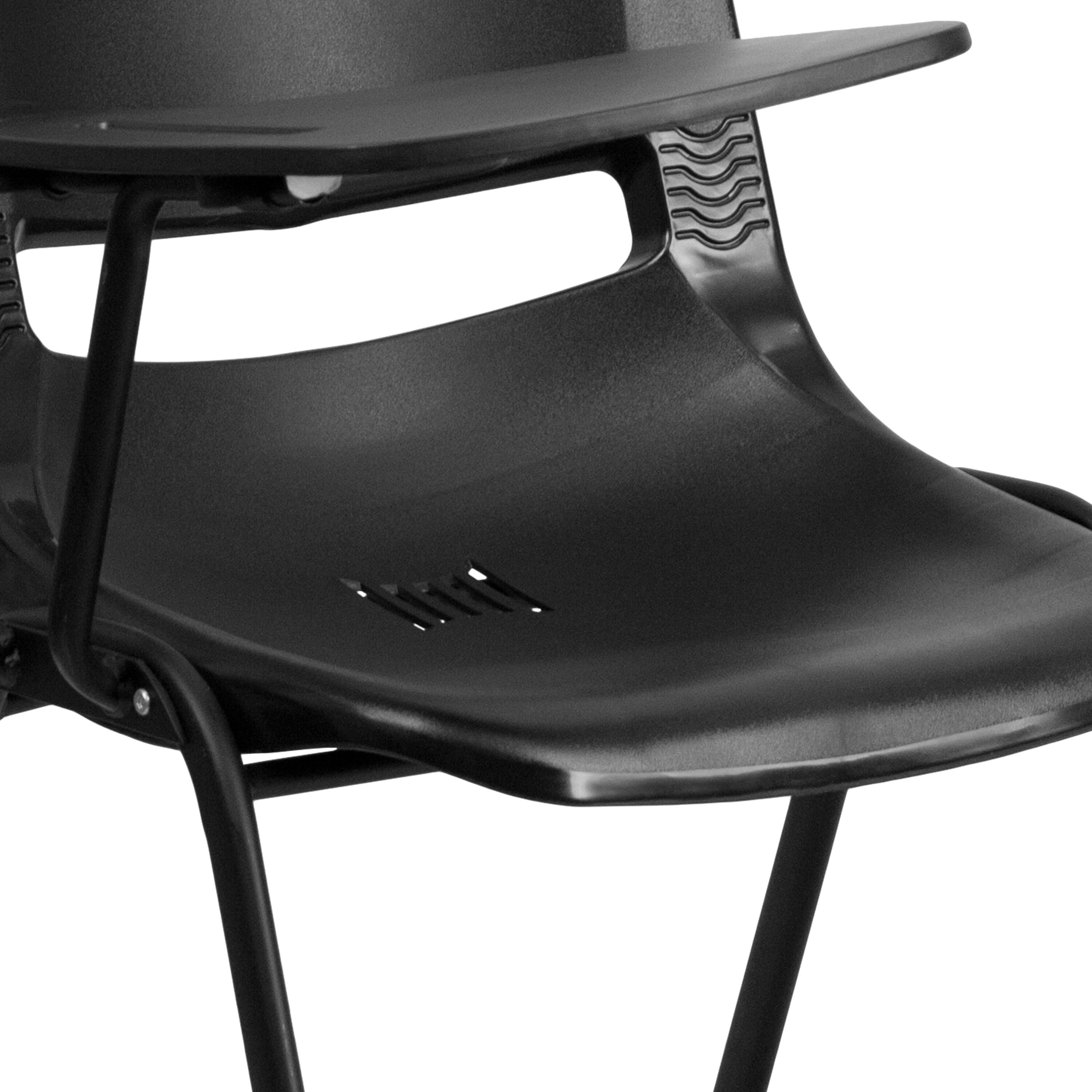Alt View 9. Emma + Oliver - Ergonomic Shell Chair with Right Handed Flip-Up Tablet - Tablet Arm Desk - Black.
