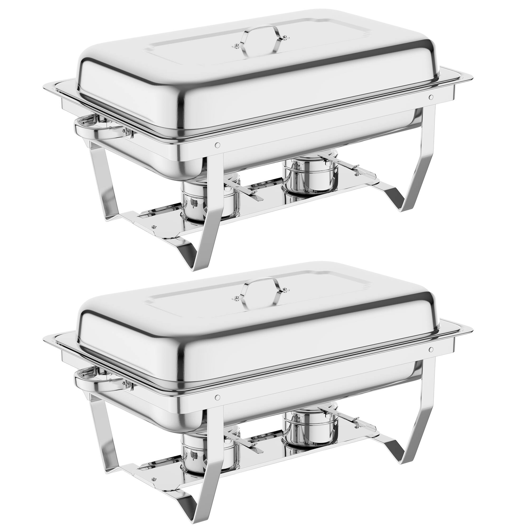 Sugift - 2‑Pack 9QT Stainless Steel Chafing Dish Buffet Set with Fuel Burners and Water Pans - Silver