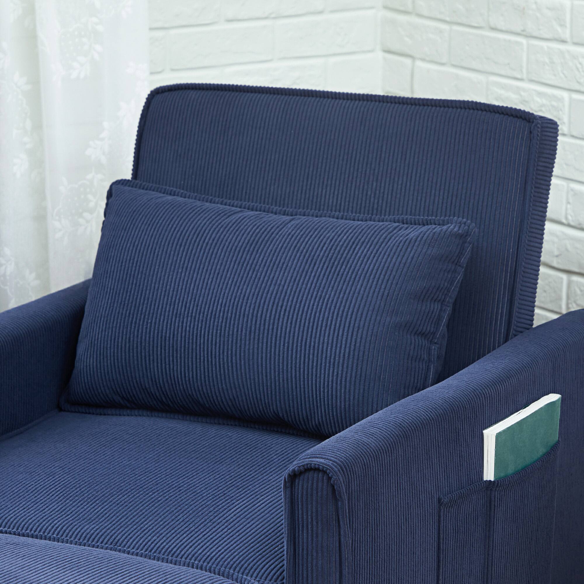Alt View 8. Homcom - 3-in-1 Convertible Sofa Bed w/ Adjustable Backrest & Storage Pockets - Blue.