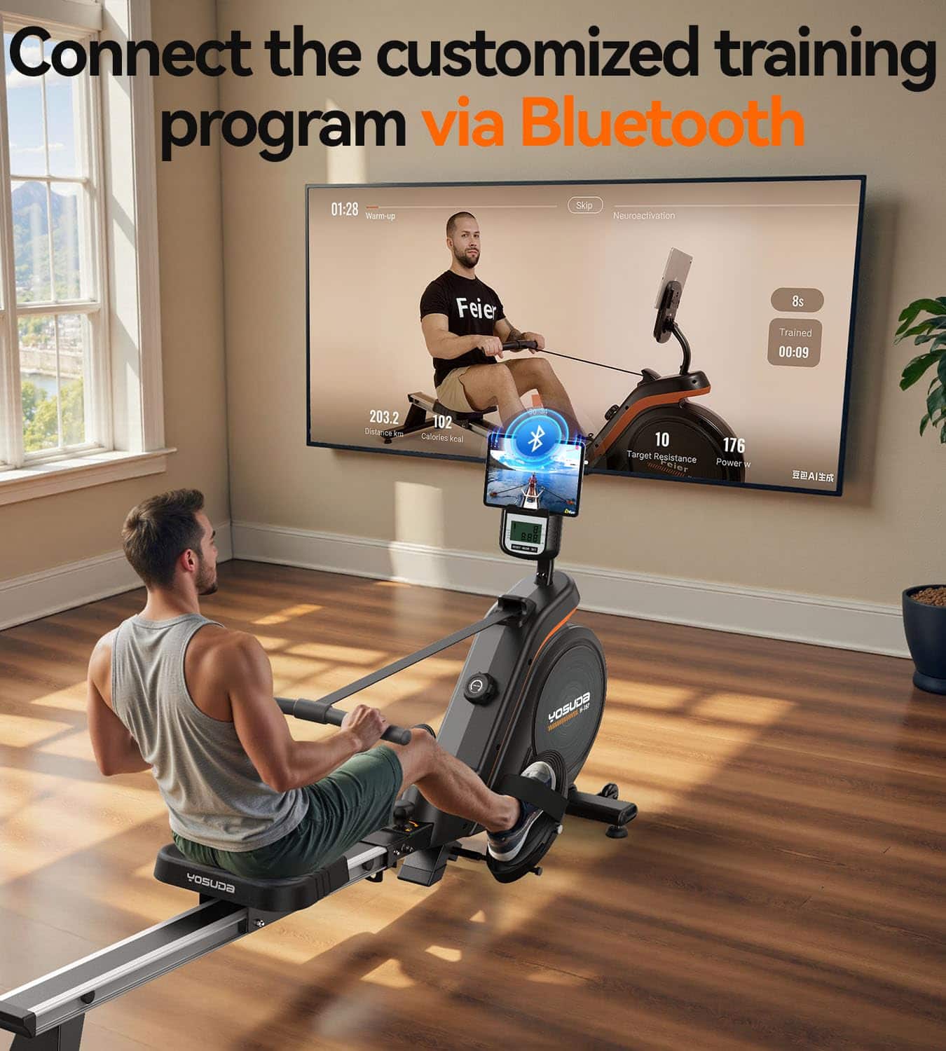 FED Fitness Magnetic Rowing Machine for Home Use,Foldable Rower