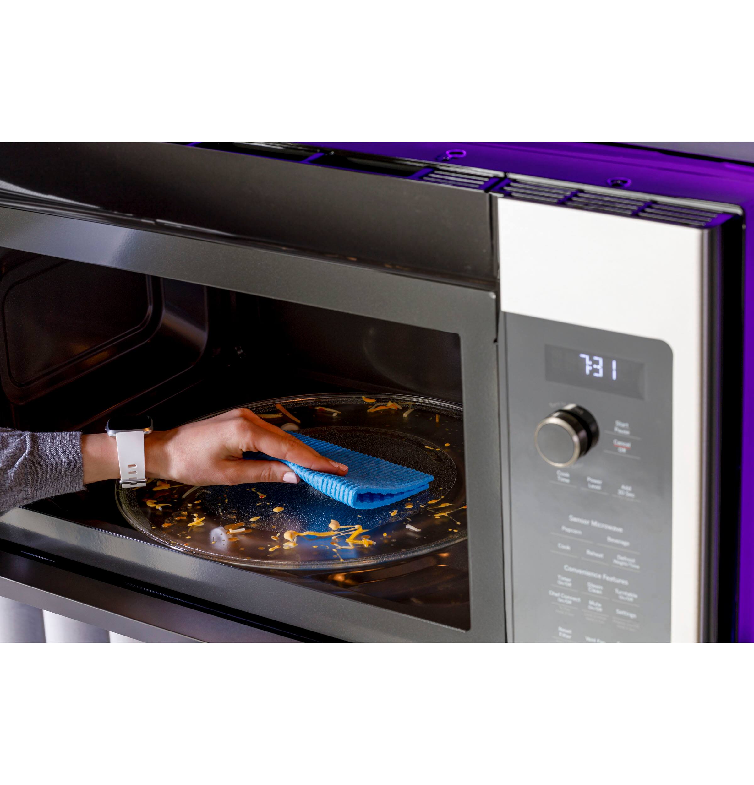 Alt View 6. GE Profile - 2.2 Cu. Ft. Over-the-Range Microwave with Sensor Cooking and Extendable Slide-Out Vent - Stainless Steel.
