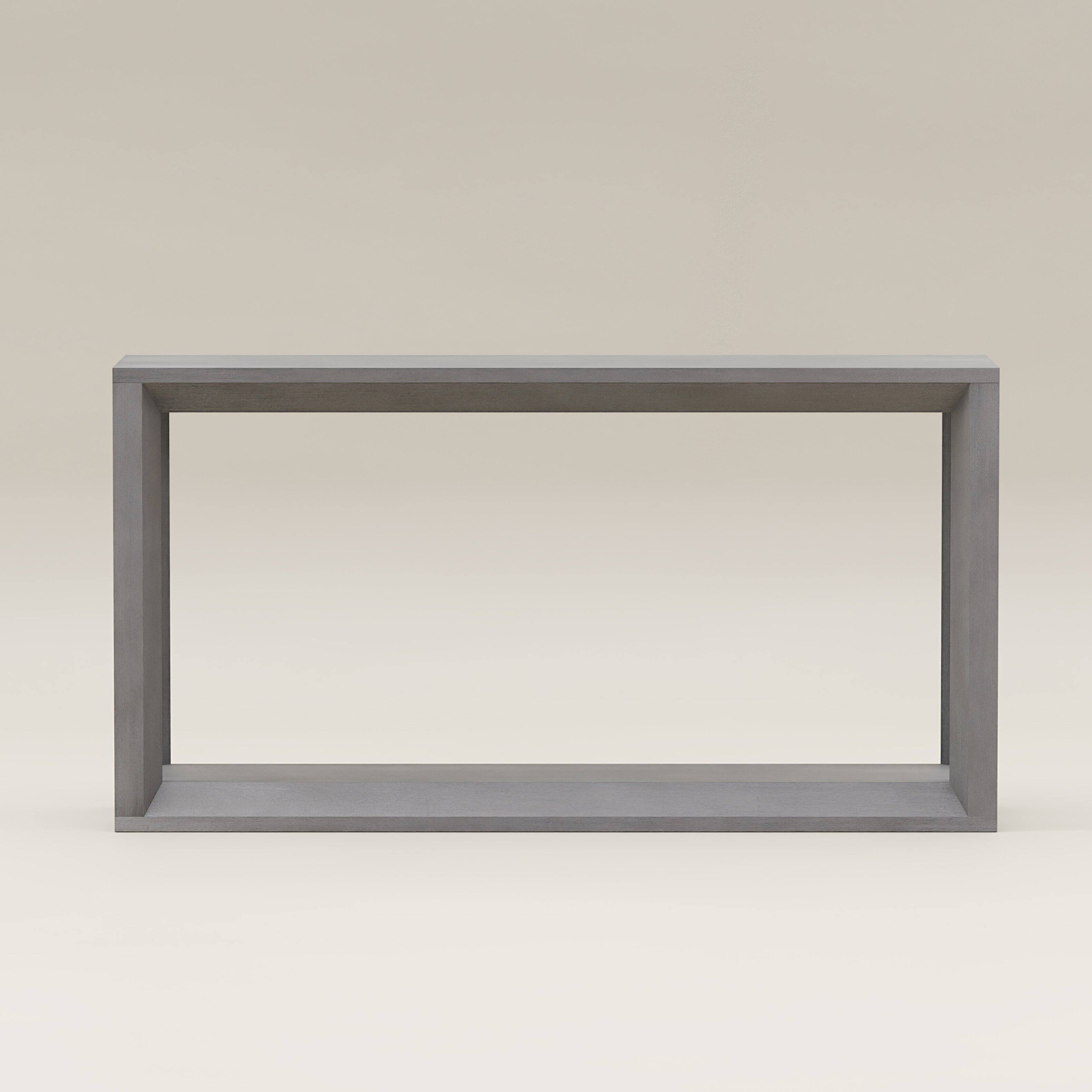 Alt View 6. Loheer - Loheer Console Table, 60 Inch Solid Wood Veneer Sofa Table with Shelf, Distressed Grey Entryway Behind Couch Table - Grey.