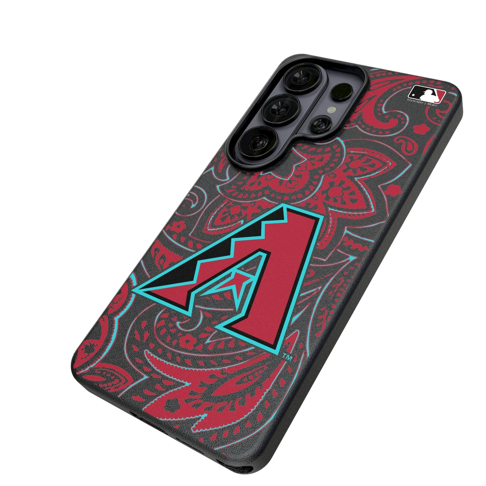 Alt View 1. Keyscaper - Arizona Diamondbacks Paisley Galaxy Magnetic Bump Case - S25 - Black.