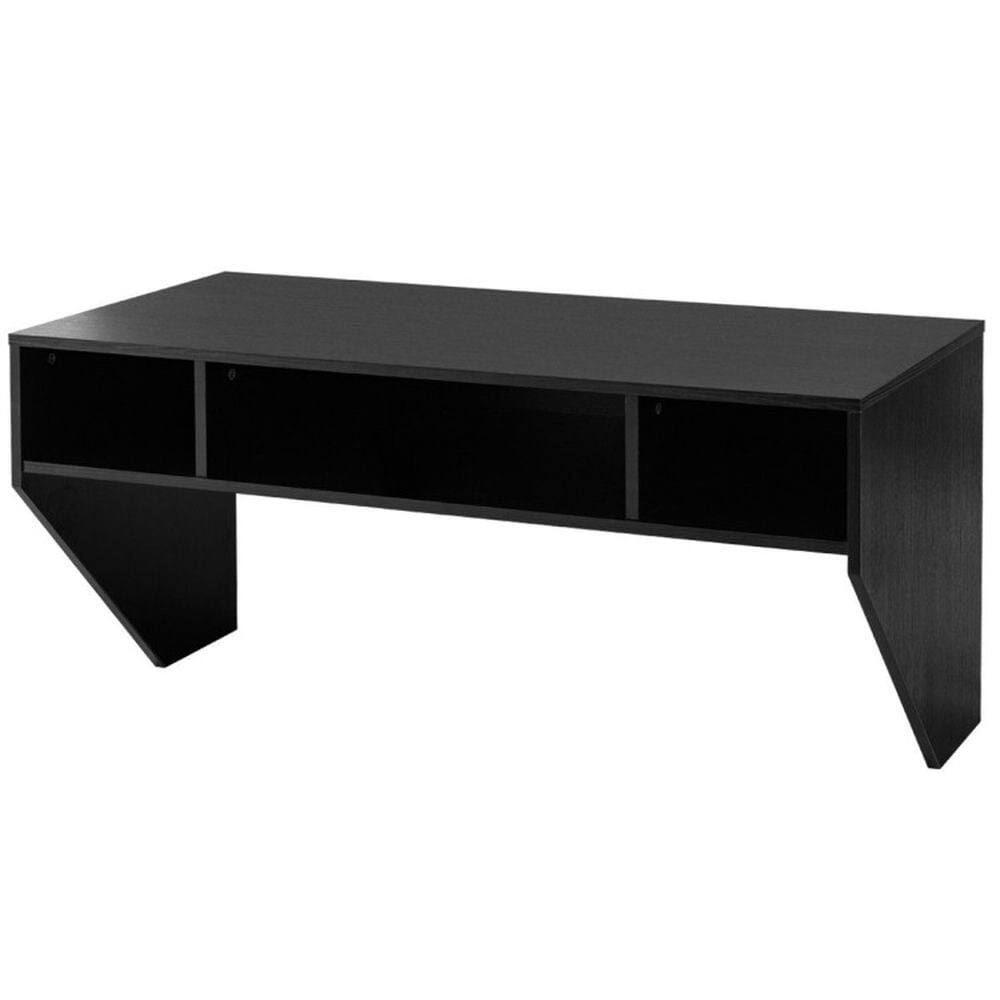 Alt View 1. Kadyn - Standing Desk,Stand up Table, Home Office Desk,Wall Mounted Floating Sturdy Computer Table with Storage Shelf-Black - Black.