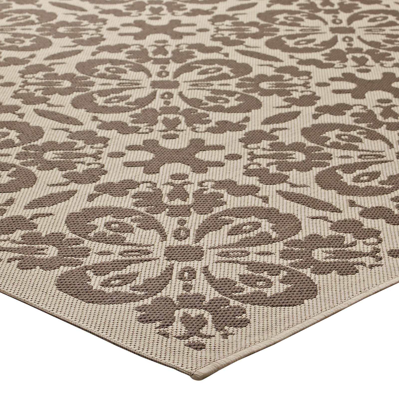 Alt View 2. Modway - Ariana Vintage Floral Trellis Indoor and Outdoor Area Rug - Light and Dark Beige.