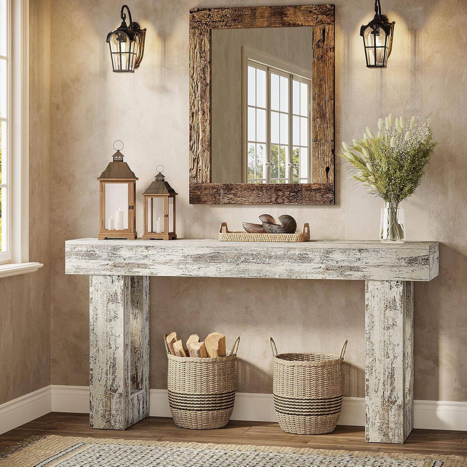 Alt View 1. Tribesigns - Console Table with Engineered Wood Construction and Rectangular Top for Entryway, Hallway and Living Room - White.