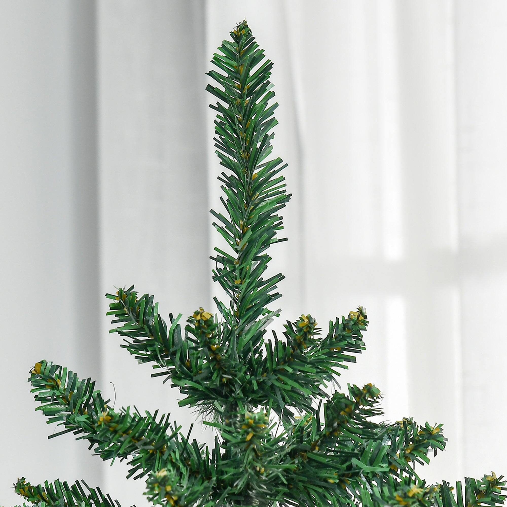 Back. BreeBe - 6 ft Tall Unlit Slim Fir Artificial Christmas Tree with Realistic Branches - Green.