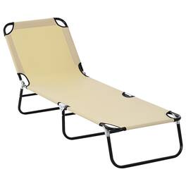 Outsunny - Folding Chaise Lounge Pool Chairs, Outdoor Sun Tanning Chairs with 5-Level Reclining Back - Beige