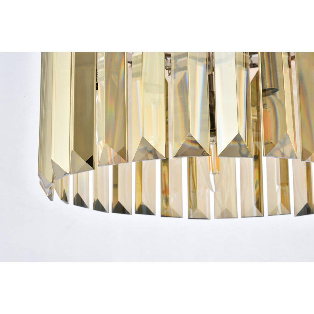 Alt View 5. Urban Classic - Sydney 3 light polished nickel Pendant Golden Teak (Smoky) Royal Cut Crystal - Polished Nickel.