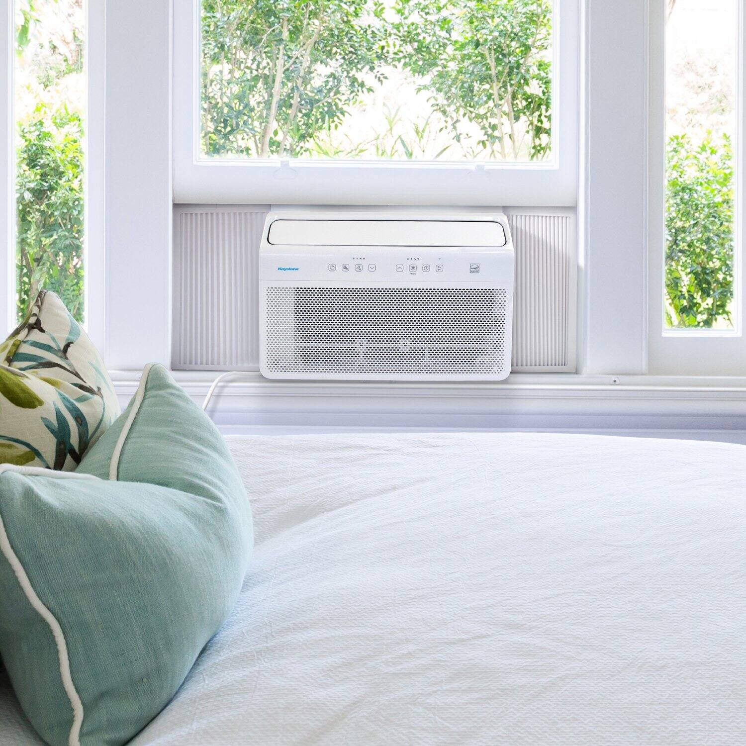 Alt View 9. Keystone - 550 Sq. Ft 12,000 BTU Window Mounted Inverter Air Conditioner with 10,000 BTU  Supplemental Heat Function - White.