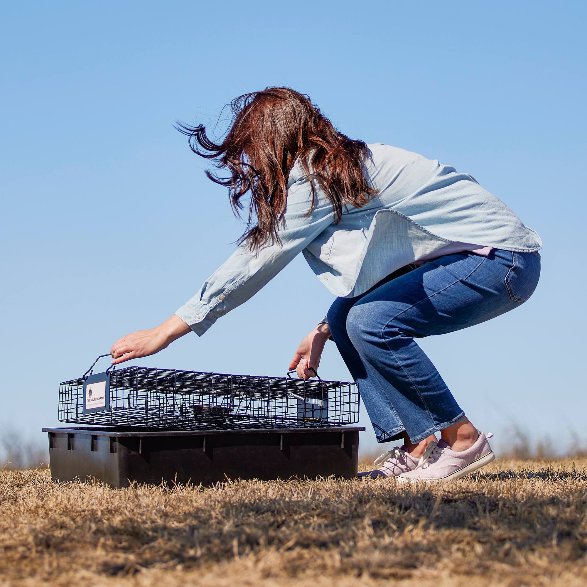 Alt View 4. Rugged Ranch Products - Rugged Ranch SQR Squirrelinator Live Squirrel Metal 2 Door Trap w/ Waste Pan - Black.