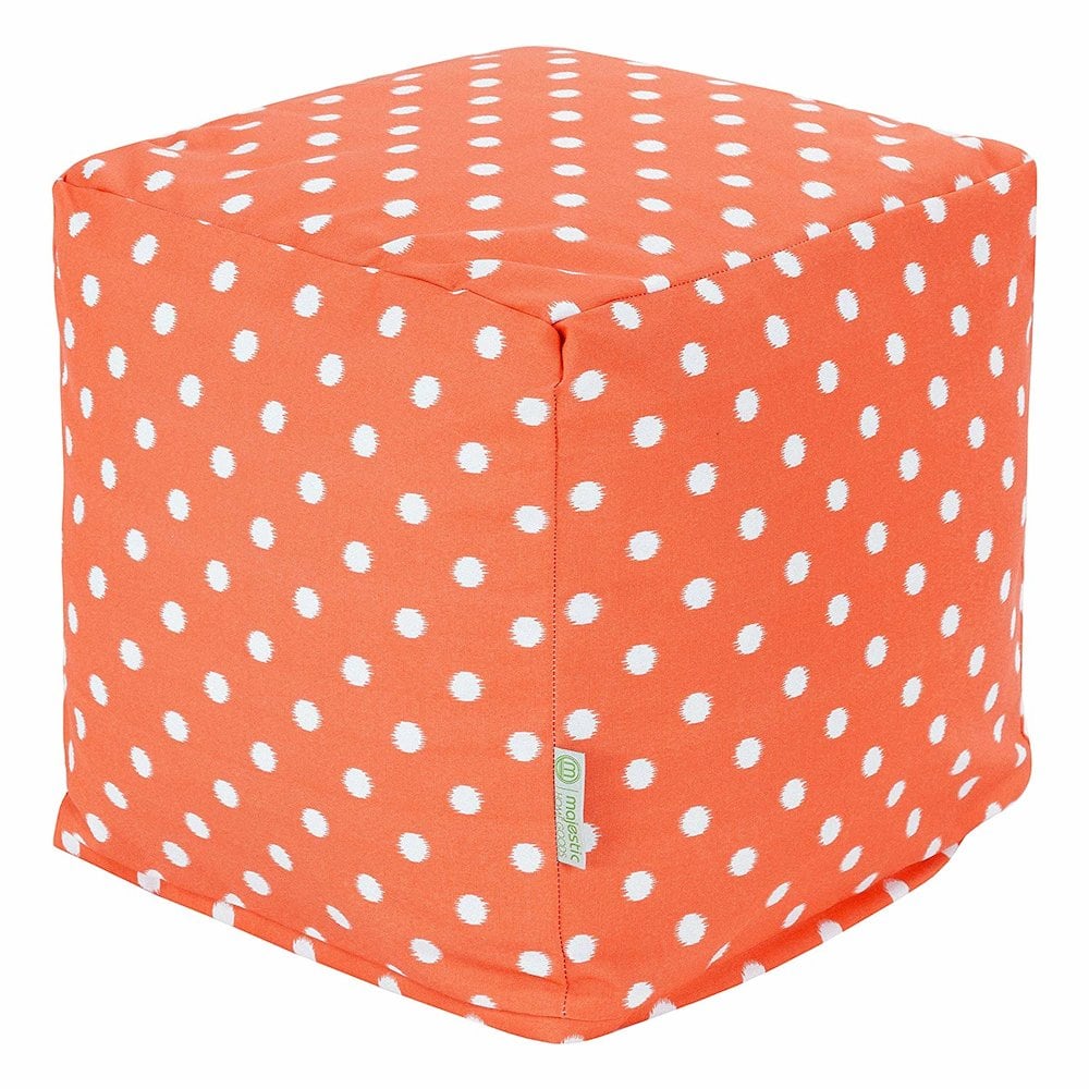 Majestic Home - Cube Pouf Ikat Dot - Orange