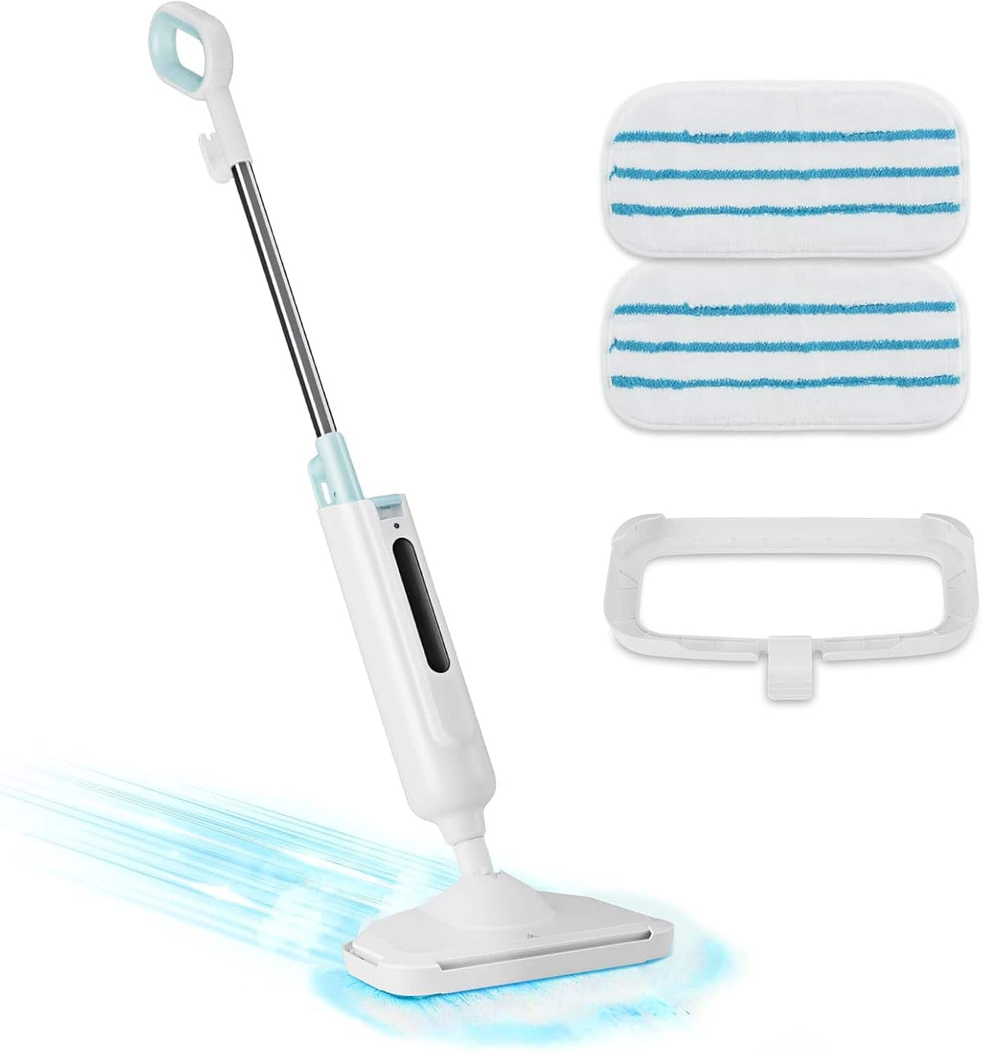 Sweet - Steam Mop for Floor Cleaning, Lightweight Floor Steamer with 2 Washable Pads - White Green