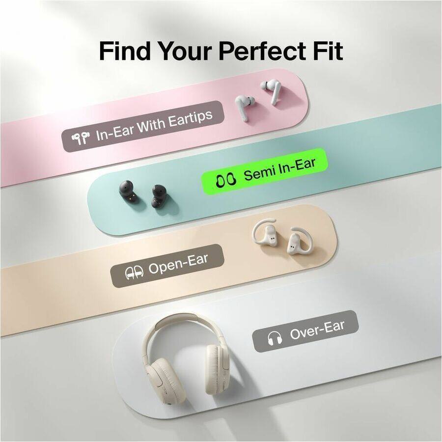 Find Your Perfect Fit

- In-Ear With Eartips
- Semi In-Ear
- Open-Ear
- Over-Ear